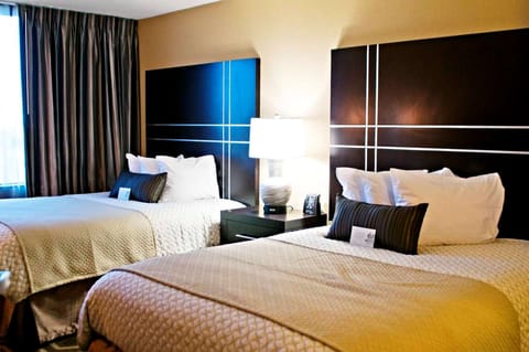 Suite, 2 Queen Beds, Accessible (Hearing) | In-room safe, desk, laptop workspace, iron/ironing board