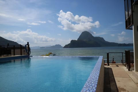 Outdoor pool, sun loungers