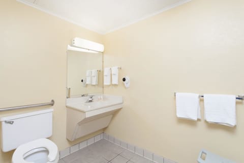 Standard Room, 1 Queen Bed, Accessible | Bathroom | Combined shower/tub, hair dryer, towels