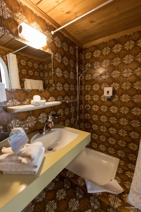 Shower, free toiletries, hair dryer, bathrobes