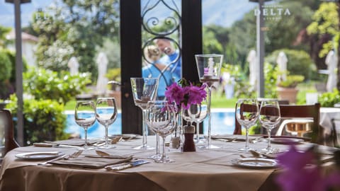 Breakfast, lunch, dinner served; Mediterranean cuisine, pool views 