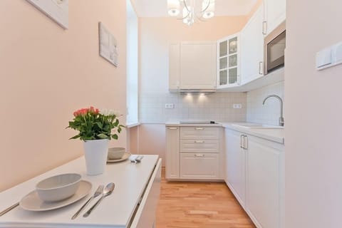 Apartment (Classic II) | Private kitchen | Fridge, microwave, oven, stovetop