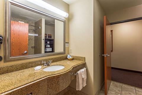 1bedroom suite w/living room w/sofabed | Bathroom | Combined shower/tub, hair dryer, towels