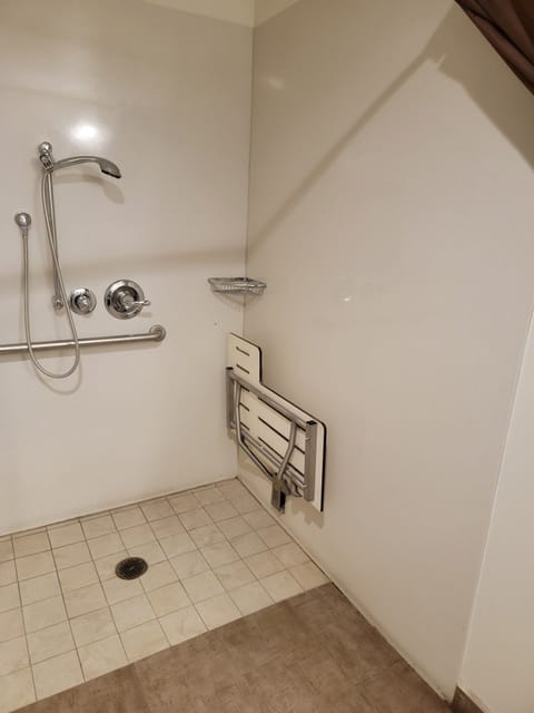 Room, 1 King Bed, Accessible, Non Smoking (Mobility,roll-in shower) | Bathroom | Combined shower/tub, towels