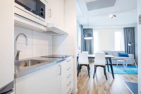 Apartment, 1 Bedroom | Private kitchen | Fridge, microwave, stovetop, coffee/tea maker