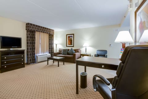Suite, 1 King Bed, Accessible, Non Smoking | Living area | 50-inch flat-screen TV with cable channels, TV