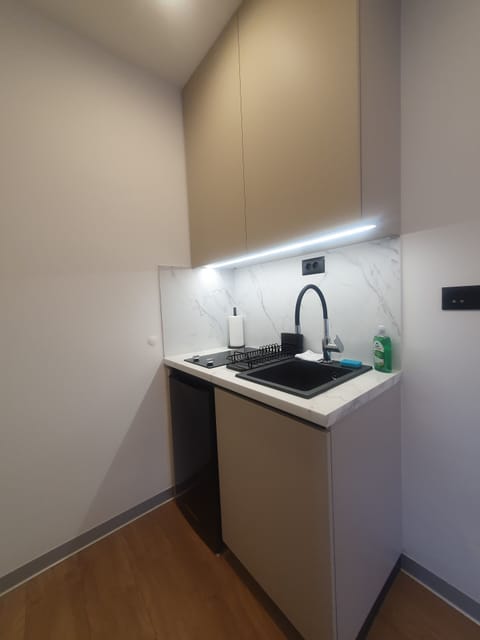 Apartment, Partial Sea View (3 Adults) | Private kitchen | Coffee/tea maker, electric kettle, cookware/dishes/utensils