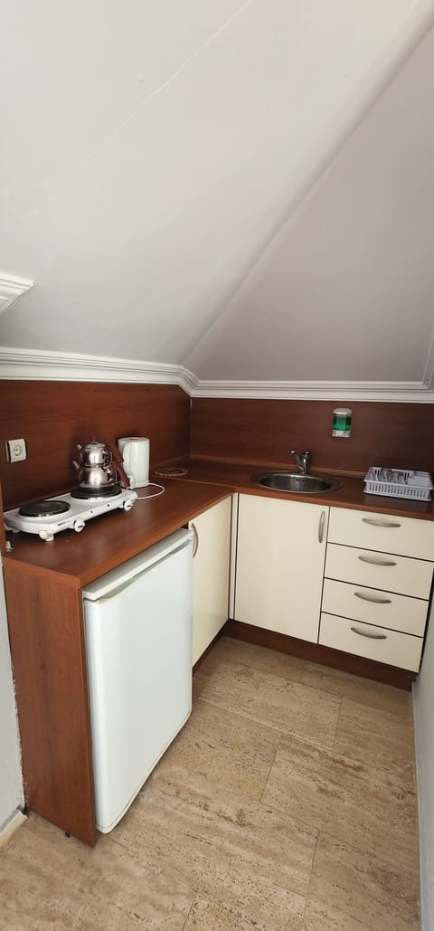 Apartment, 1 Bedroom | Private kitchen | Full-size fridge, stovetop, electric kettle, highchair