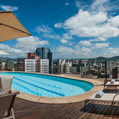 Outdoor pool, sun loungers