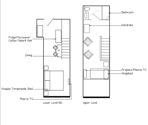 Standard Bi-Level Loft (1 King & 1 Single) | Floor plan