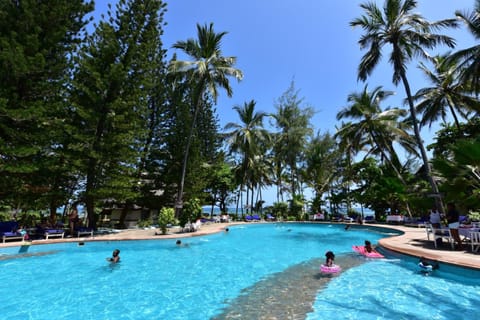 Outdoor pool, sun loungers