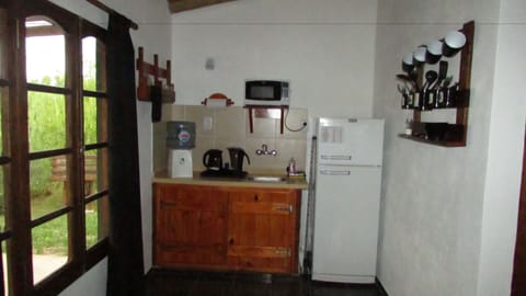 Full-size fridge, microwave, stovetop, electric kettle