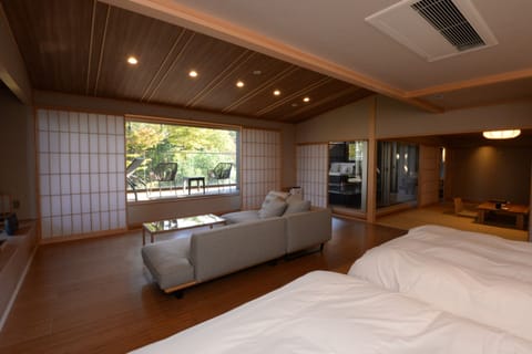 Japanese Style Room + Western Style Living JIN, Outdoor Bath | Living area | LCD TV, DVD player