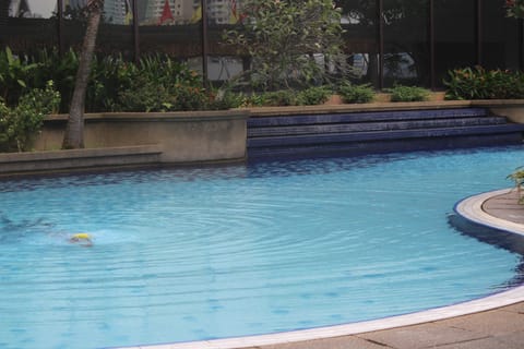 Outdoor pool, pool umbrellas