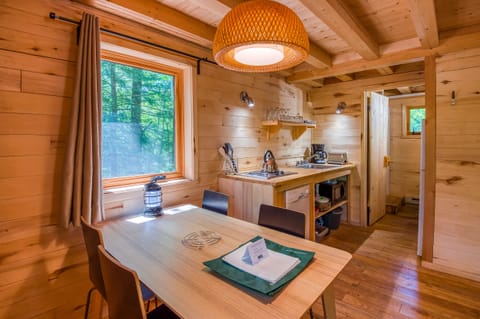 Wooden Chalet | Private kitchen | Fridge, stovetop, coffee/tea maker, cookware/dishes/utensils