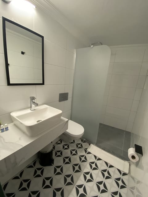 Shower, free toiletries, hair dryer, slippers