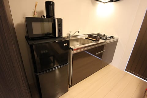 Studio, 3 Beds | Private kitchen | Full-size fridge, microwave, stovetop, electric kettle