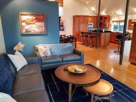 Another view shows how the living room connects to the open floorplan.