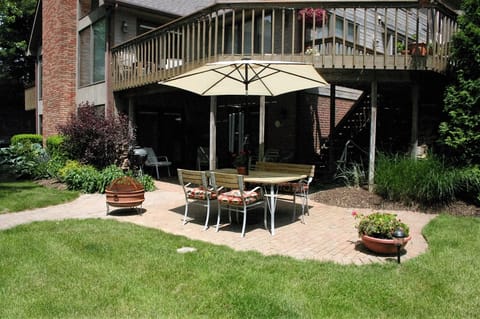 YOUR patio with Weber grill, dining and fire pit