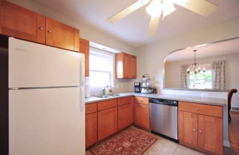 Prep your meals in our updated kitchen, stocked with everything you need to cook