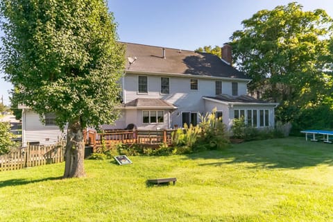 Grill steaks, host an event on the outside wooden patio deck.