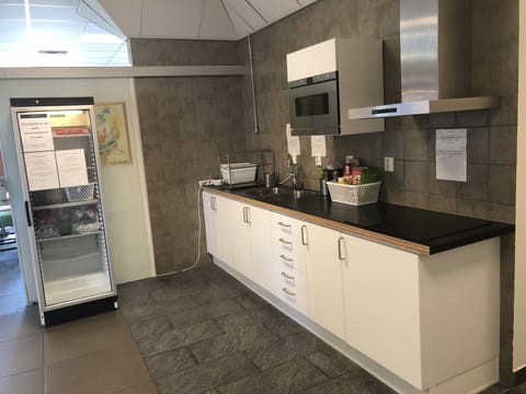 Fridge, microwave, electric kettle