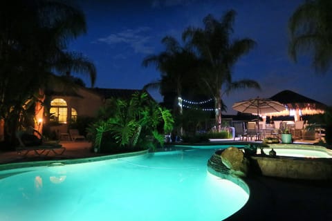 Pool area at night
