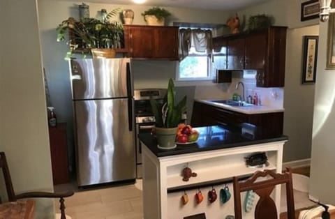 Vineyard Mansion B&B - Carriage House | Private kitchen | Full-size fridge, microwave, oven, stovetop