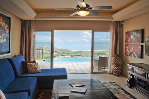 Luxury Villa, 3 Bedrooms, Ocean View | Living area | 42-inch flat-screen TV with satellite channels, LED TV, fireplace