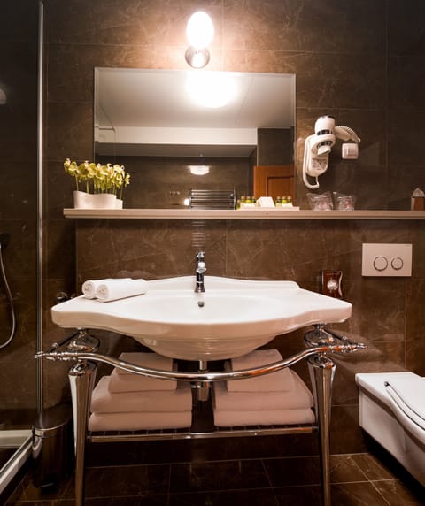 Double or Twin Room (103) | Bathroom | Shower, hydromassage showerhead, free toiletries, hair dryer