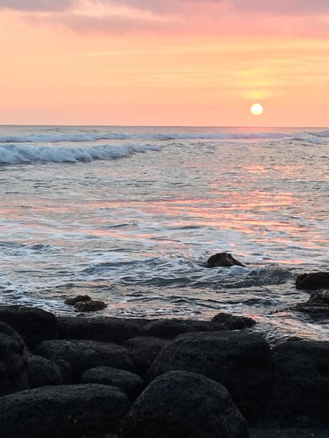 pink sunset across the street, enjoy the sun setting every evening
