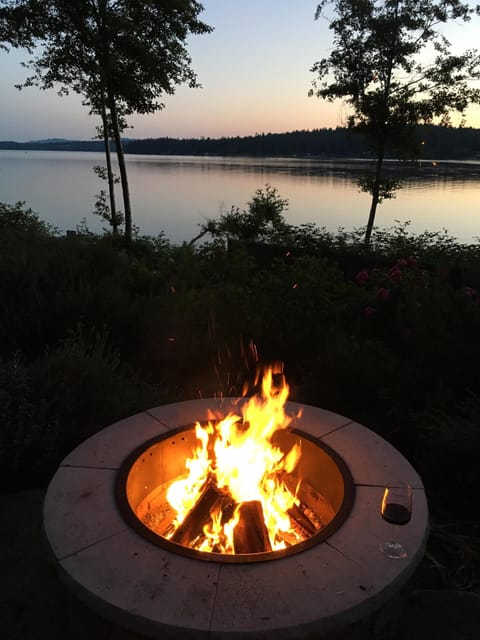 Fire pit with another view of the water and Olympic Mountains!