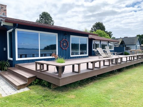Deck and windows with a view from every room in the house