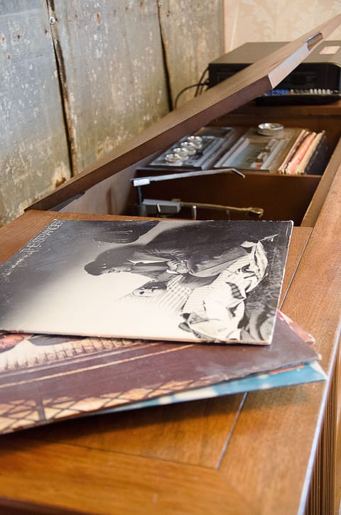 Vintage vinyl collection and functioning record player