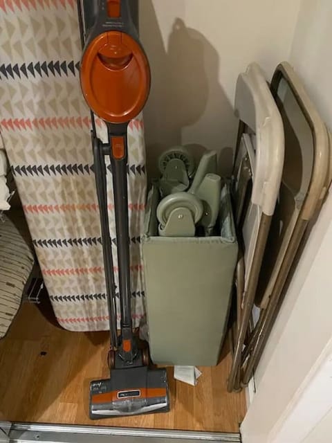 Child Pack n Play stored in bonus room closet