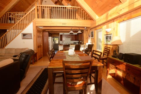 Dining room table looking toward kitchen