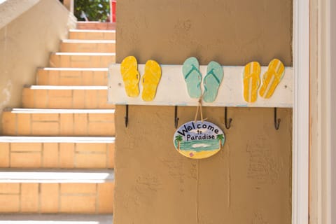 outside the entrance 