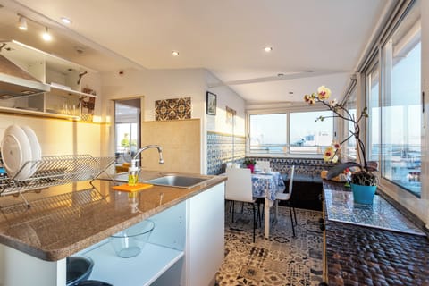 Panoramic Studio Suite, 1 Bedroom, Sea View | Private kitchen | Full-size fridge, microwave, oven, stovetop