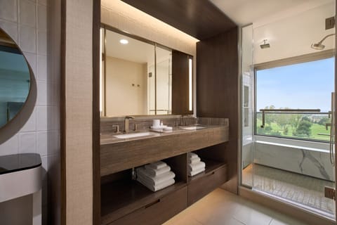 Room, 1 King Bed, Partial Ocean View | Bathroom | Shower, designer toiletries, hair dryer, bathrobes