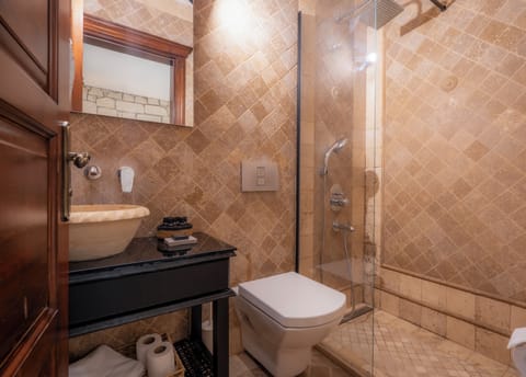 Deluxe Double Room | Bathroom | Shower, rainfall showerhead, designer toiletries, hair dryer