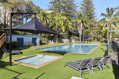 Outdoor pool, sun loungers