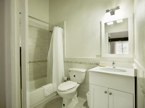Single Room, 1 Queen Bed, Private Bathroom | Bathroom | Combined shower/tub, free toiletries, towels