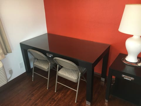 Desk, free WiFi, bed sheets