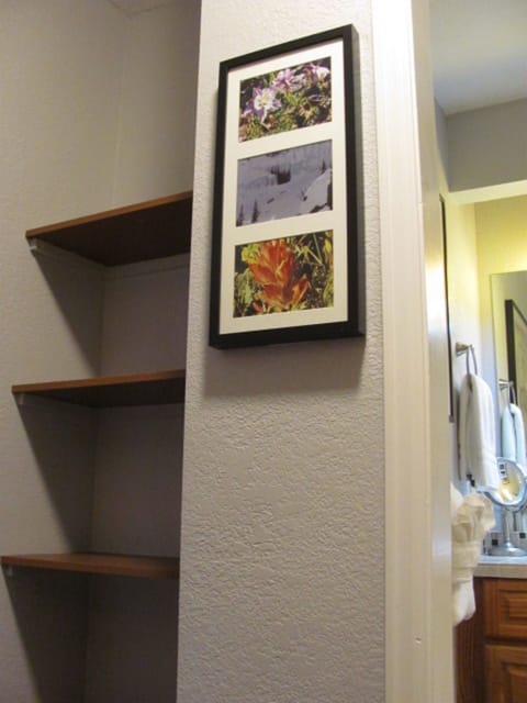Shelving in bunk bed area.