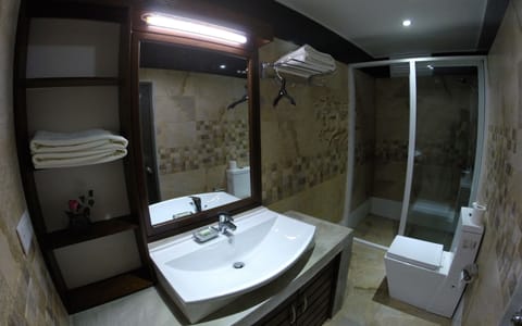 Deluxe Quadruple Room | Bathroom | Shower, free toiletries, hair dryer, towels