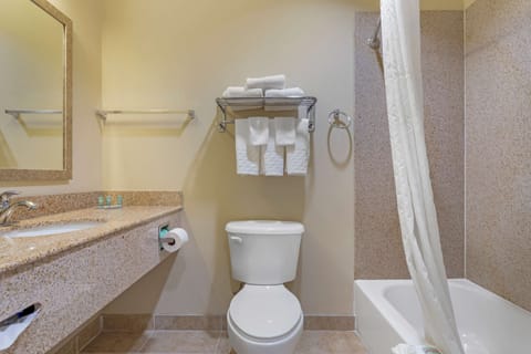 Standard Room, 1 King Bed, Non Smoking, Refrigerator & Microwave | Bathroom | Combined shower/tub, hair dryer, towels