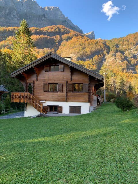 Chalet from the rear garden in Autumn