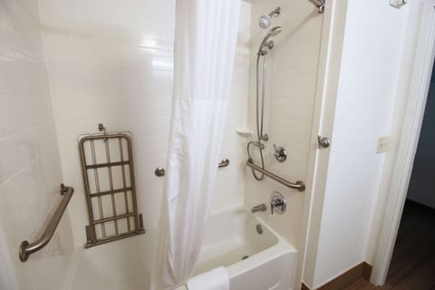 One King Bed, Non-Smoking, Accessible | Bathroom | Shower, free toiletries, towels