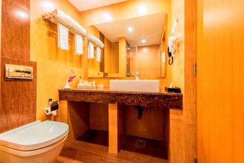 Suite | Bathroom | Shower, free toiletries, hair dryer, towels