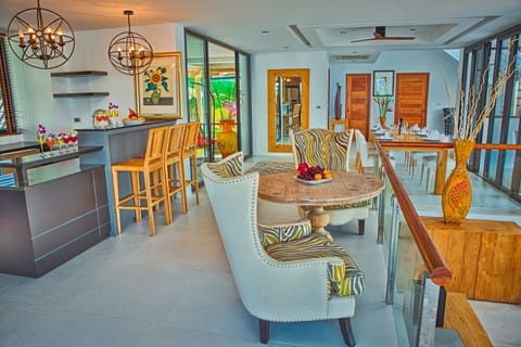 6-Bedroom Pool Villa with Sea View  | Living area | 75-inch flat-screen TV with satellite channels, TV